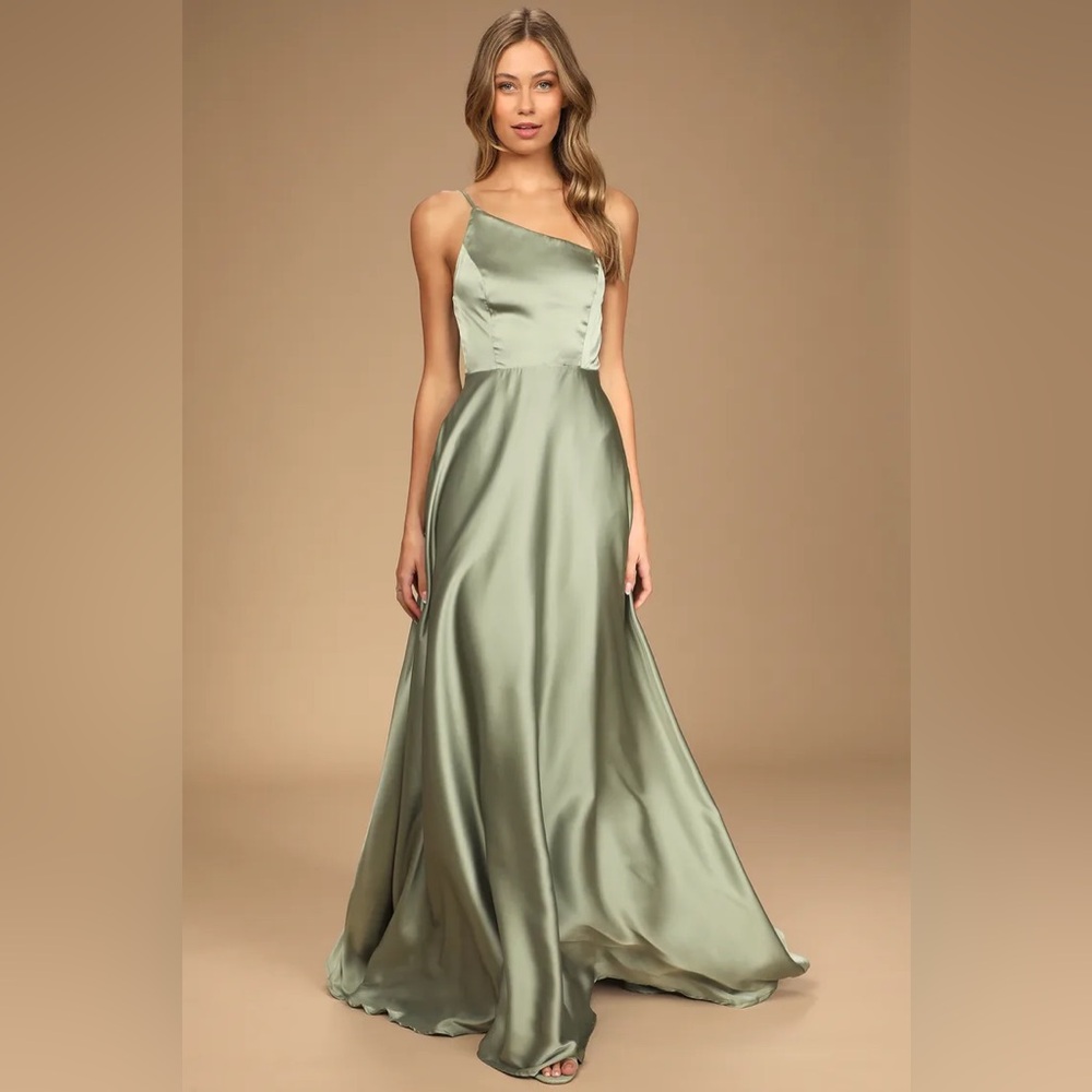 Lulu’s Sage Silk Maxi